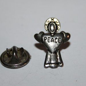 Silver Peace Angel lapel pin .75"